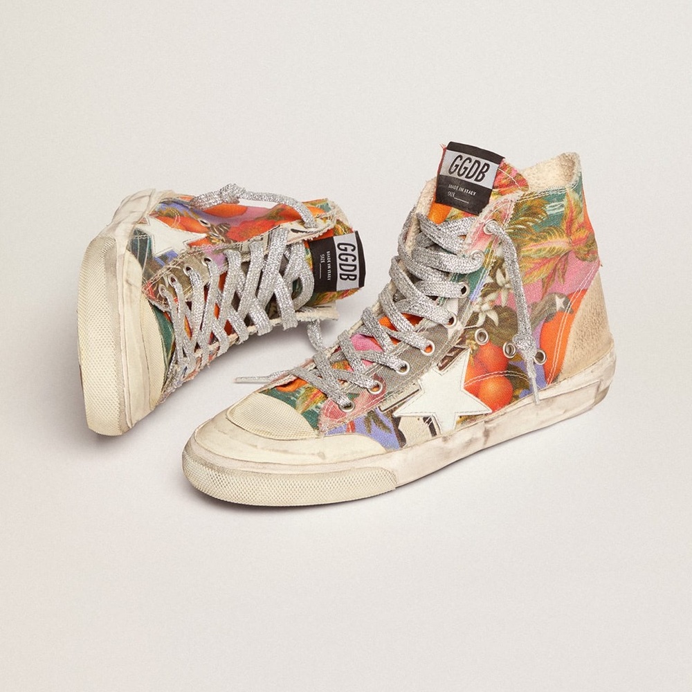 Golden Goose Francy Penstar Donna in canvas con stampa Hawaii multicolor